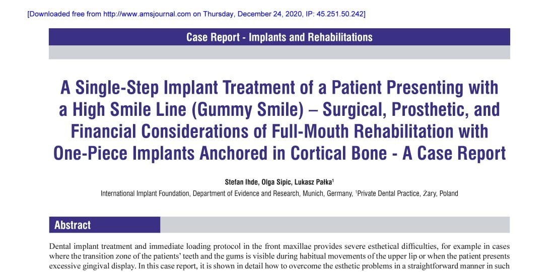 A Single Step Implant Treatment of a Patient
