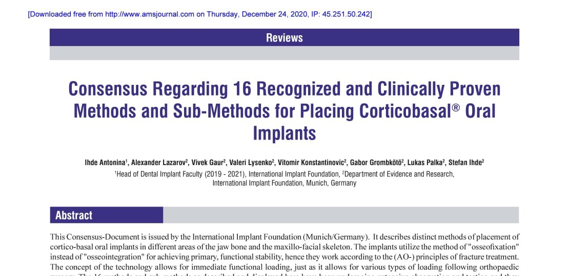 Consensus Regarding 16 Recognized and Clinically Proven