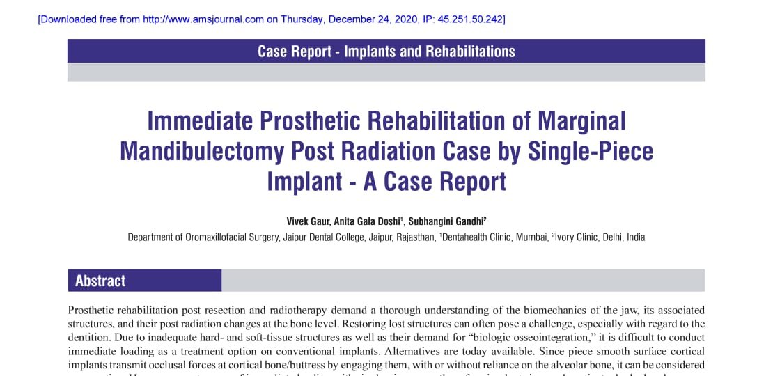 Immediate Prosthetic Rehabilitation of Marginal